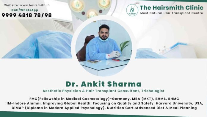 Dr Ankit Sharma - Aesthetic Physician & Hair Transplant Consultant, Trichologist form The Hairsmith Clinic - Best Hair Transplant Centre in Delhi NCR (1) The Hairsmith Clinic,Hair Transplant Technologies ,Hair Transplant ,